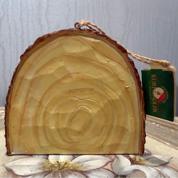 Vintage Kurt Adler Nativity Scene Ornament Faux Wood Bark 3D Tag Attached - Picture 6 of 13